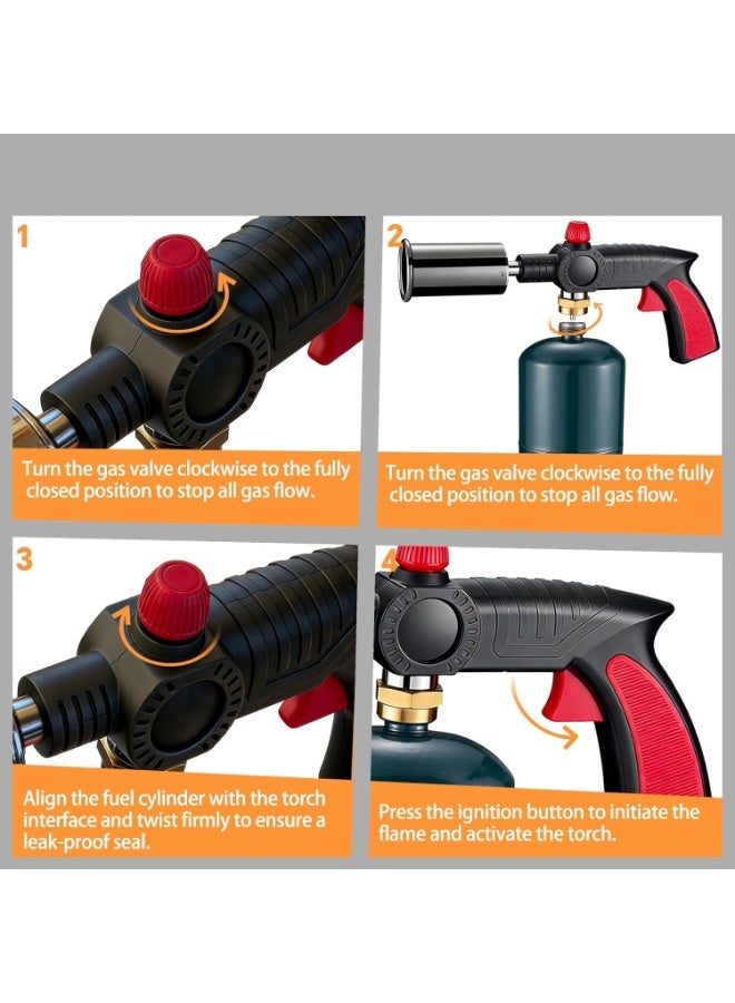 PEETTA Powerful Propane Grill Torch Gun,Propane Torch Gun, High Heat Torch Gun with Adjustable Flame & Safety Lock,1-Touch Ignition for BBQ Grilling,Charcoal Lighter(without propane tank) - Image 2